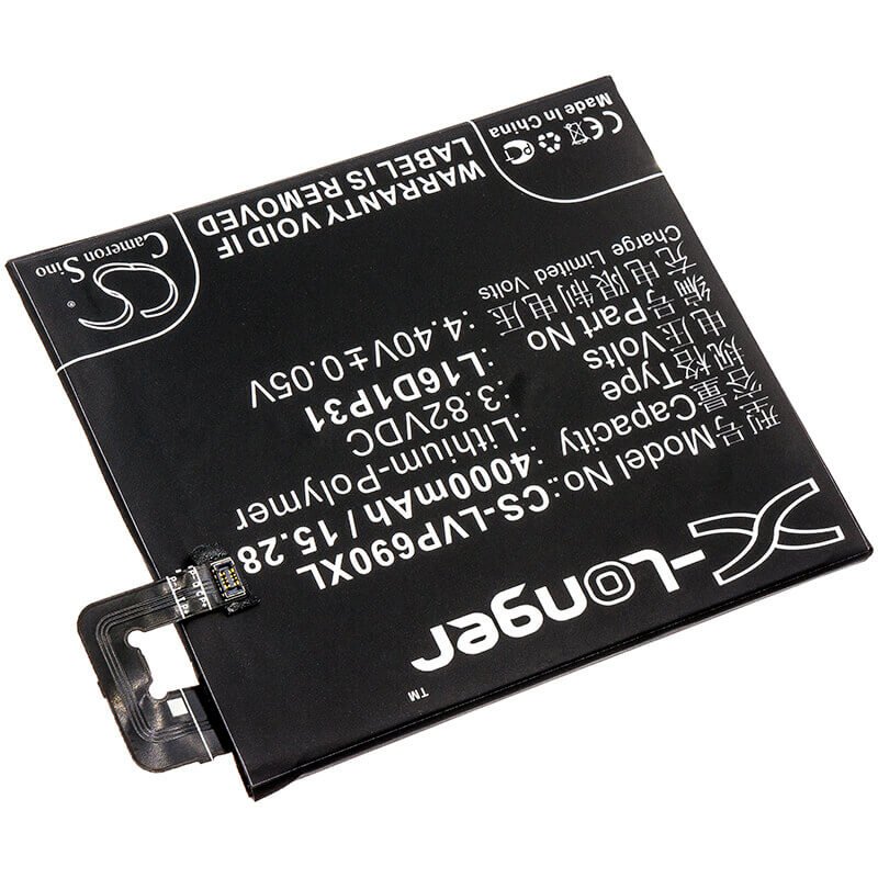 3.82V, Li-Polymer, 4000mAh, SmartPhone battery fits Lenovo, L16d1p31, Pb2-690n, Phab 2 Pro, 15.28Wh Mobile, SmartPhone Cameron Sino Technology Limited (Smartphone)