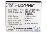 3.7V, Li-ion, 1600mAh, SmartPhone battery fits Lenovo, 21k60, S2005, S2005a, 5.92Wh Mobile, SmartPhone Cameron Sino Technology Limited (Smartphone)