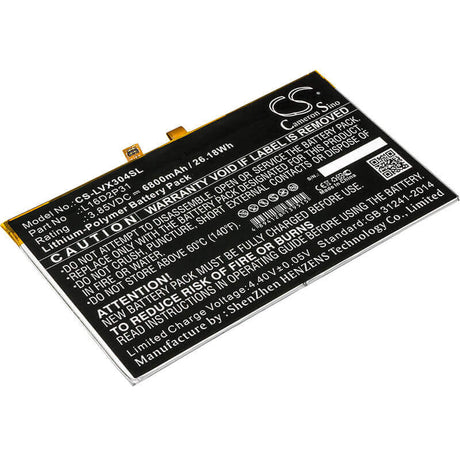 3.85V, Li-Polymer, 6800mAh, Tablet battery fits Lenovo, L16d2p31, Tab 4 10, Tab 4 10.1, 26.18Wh Tablet Cameron Sino Technology Limited
