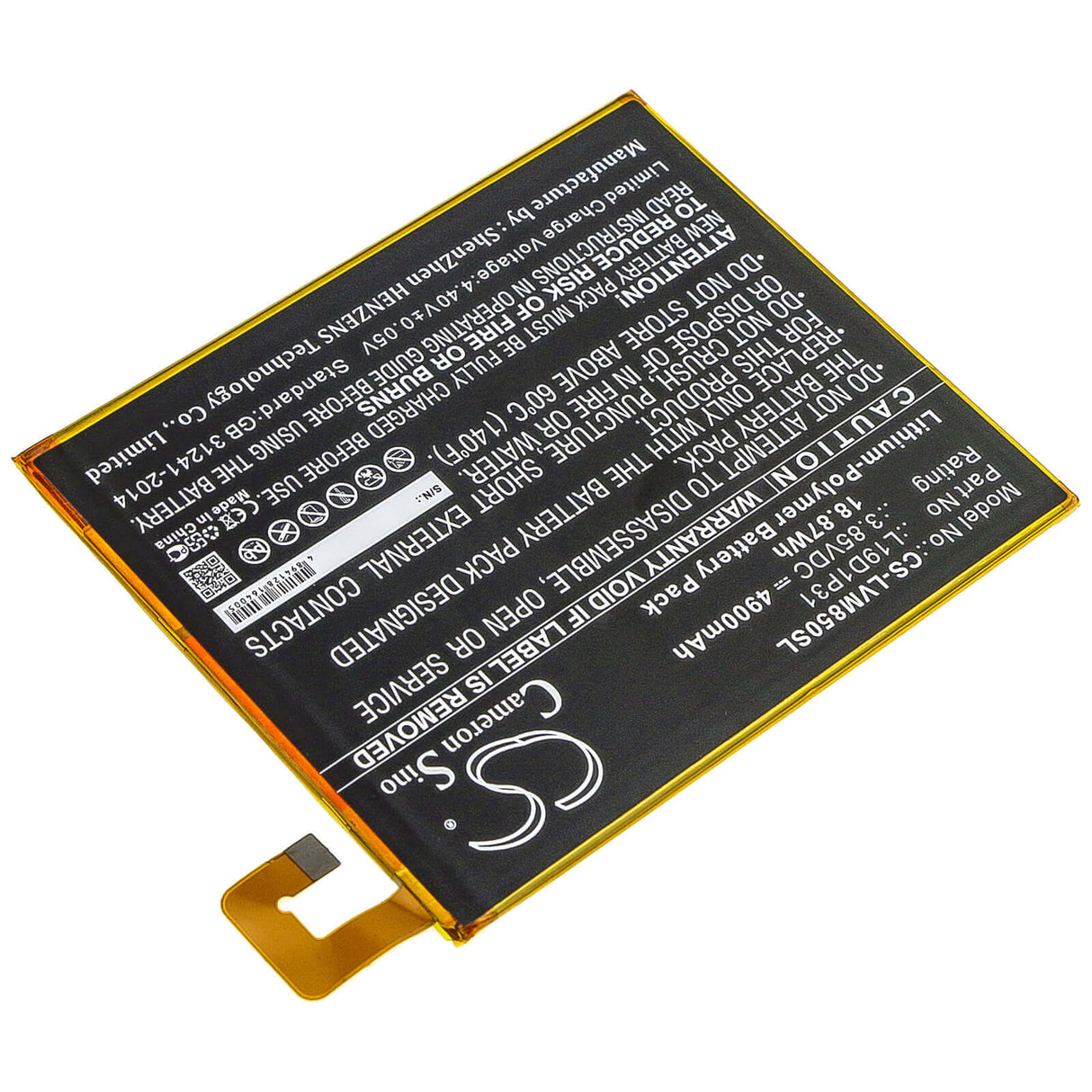 Tablet Battery For Lenovo, Tab M8, Tb8505f 3.85v, 4900mah - 18.87wh Tablet Cameron Sino Technology Limited