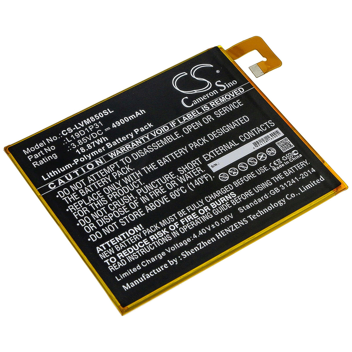 Tablet Battery For Lenovo, Tab M8, Tb8505f 3.85v, 4900mah - 18.87wh Tablet Cameron Sino Technology Limited