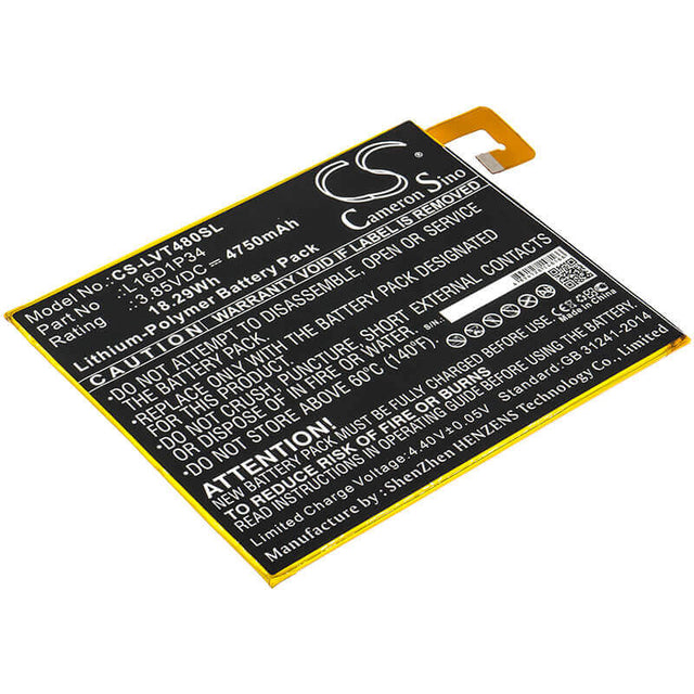 3.85V, Li-Polymer, 4750mAh, Tablet battery fits Lenovo, L16d1p34, Tab4 8, Tab4 8 Plus, 18.29Wh Tablet Cameron Sino Technology Limited