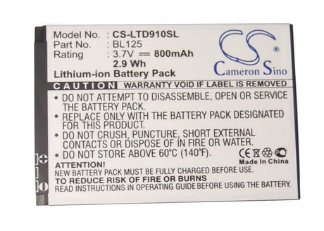 3.7V, Li-ion, 1000mAh, SmartPhone battery fits Lenovo, Bl125, A910, P650wg, 3.7Wh Mobile, SmartPhone Cameron Sino Technology Limited (Smartphone)