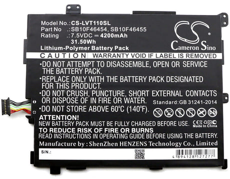 7.5V, Li-Polymer, 4200mAh, Tablet battery fits Lenovo, 00hw016, Thinkpad 10 20e3, Thinkpad 10 20e4, 31.50Wh Tablet Cameron Sino Technology Limited