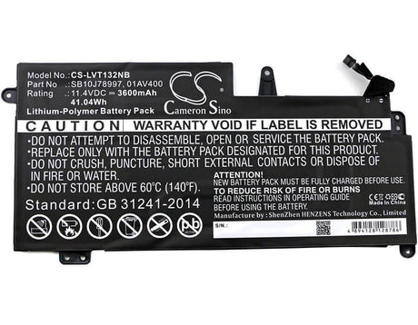 Battery For Lenovo, Thinkpad 13 20gl0000us 11.4v, 3600mah - 41.04wh Notebook, Laptop Cameron Sino Technology Limited   