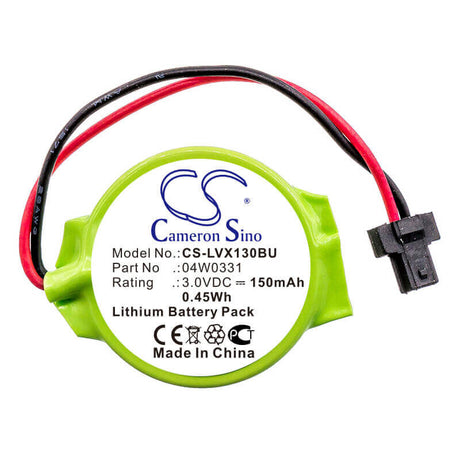 3.0V, Lithium, 150mAh, CMOS / BackUp battery fits Lenovo, 04w0331, ThinkPad 13, ThinkPad Edge E130, 0.45Wh CMOS / BackUp Cameron Sino Technology Limited
