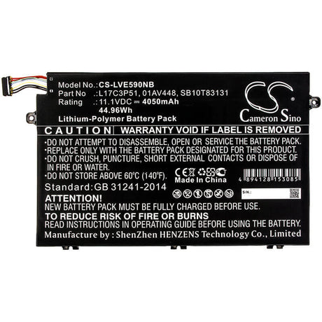 Battery For Lenovo, Thinkpad E14, Thinkpad E15, Thinkpad E15 20rd0011ge 11.1v, 4050mah - 44.96wh Notebook, Laptop Cameron Sino Technology Limited   