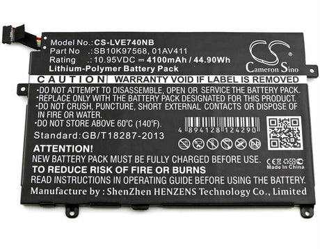 Battery For Lenovo, Thinkpad E470, Thinkpad E470c 10.95v, 4100mah - 44.90wh Notebook, Laptop Cameron Sino Technology Limited   