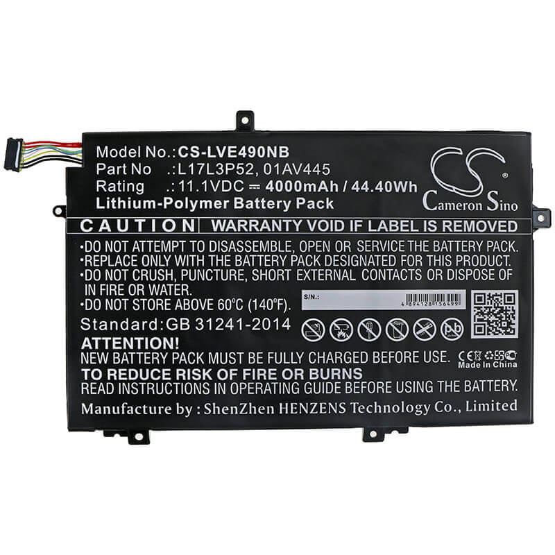 Notebook Battery For Lenovo, Thinkpad E485, Thinkpad E485-20ku000nge, 01av445 11.1v, 4000mah - 44.40wh Notebook, Laptop Cameron Sino Technology Limited