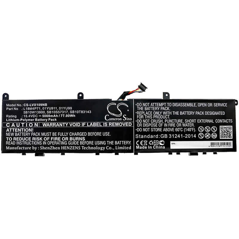 Notebook Battery For Lenovo, Thinkpad P1 2019, Thinkpad P1 2019 20qta000cd, Thinkpad P1 2019 20qta00dcd 15.4v, 3250mah - 50.05wh Notebook, Laptop Cameron Sino Technology Limited