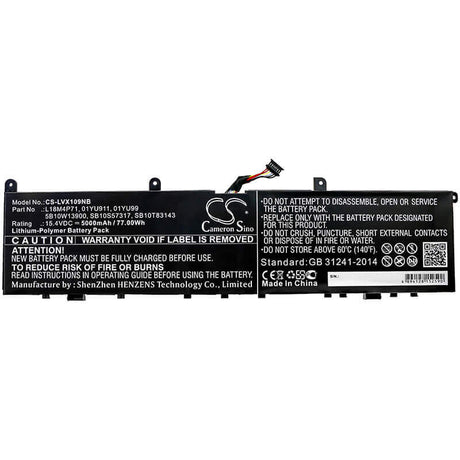Notebook Battery For Lenovo, Thinkpad P1 2019, Thinkpad P1 2019 20qta000cd, Thinkpad P1 2019 20qta00dcd 15.4v, 3250mah - 50.05wh Notebook, Laptop Cameron Sino Technology Limited