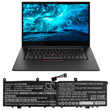 Notebook Battery For Lenovo, Thinkpad P1, Thinkpad P1 (20md0001ge), 13.56v, 5150mah - 69.83wh Notebook, Laptop Cameron Sino Technology Limited