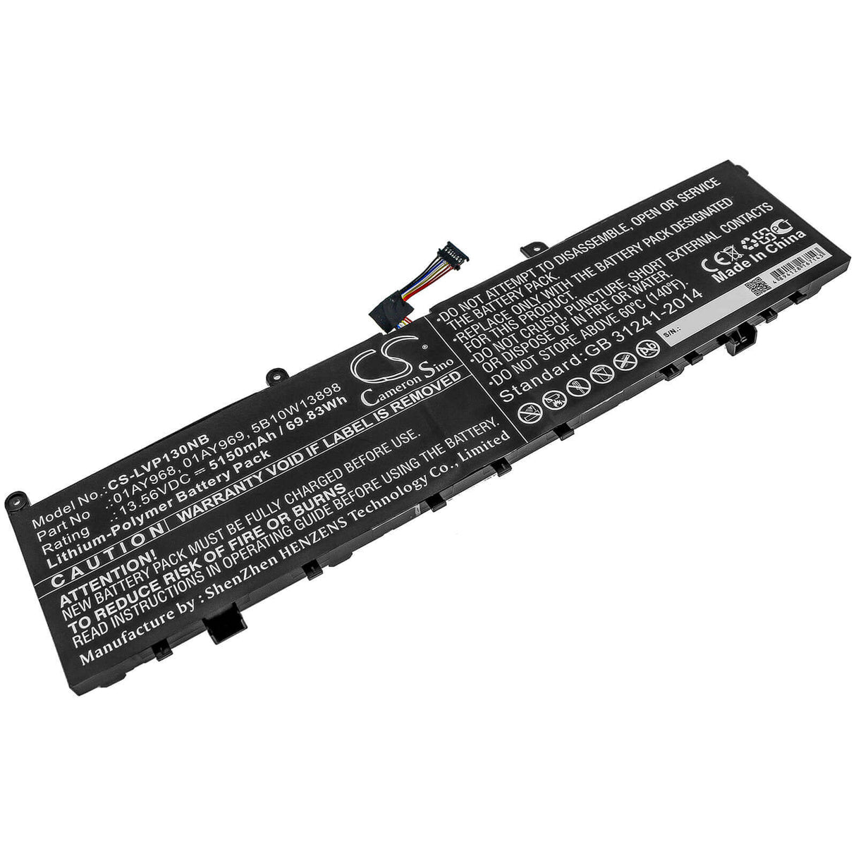 Notebook Battery For Lenovo, Thinkpad P1, Thinkpad P1 (20md0001ge), 13.56v, 5150mah - 69.83wh Notebook, Laptop Cameron Sino Technology Limited