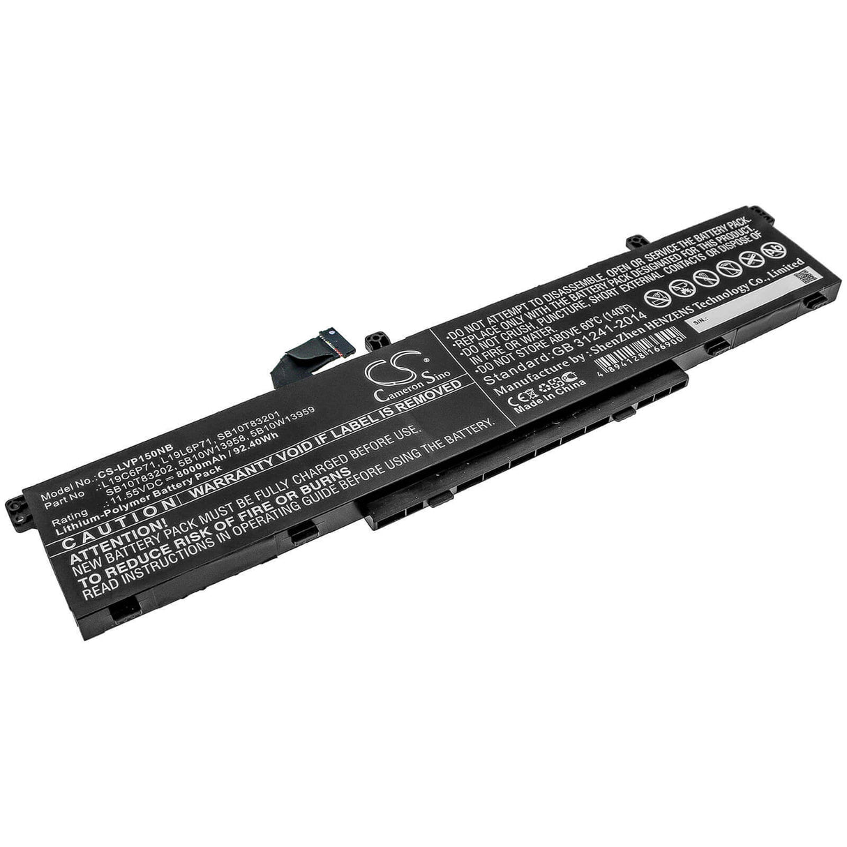 Notebook Battery For Lenovo, Thinkpad P15, Thinkpad P15 Gen 1 20st002dau, Thinkpad P15 Gen 1 20st002fau 11.55v, 8000mah - 92.40wh Notebook, Laptop Cameron Sino Technology Limited