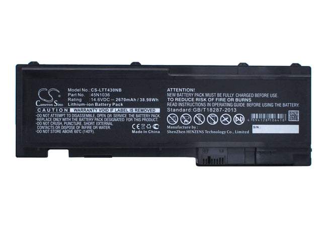 Battery For Lenovo, Thinkpad T430s, Thinkpad T430si 14.6v, 2670mah - 38.98wh Batteries for Electronics Cameron Sino Technology Limited (Suspended)   