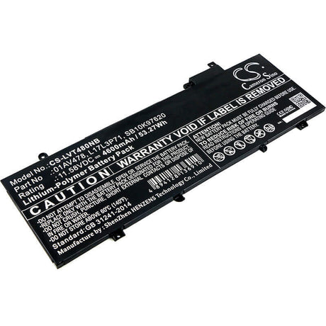 Notebook battery For Lenovo, Thinkpad T480s, Thinkpad T480s 20l7002lcd, Thinkpad T480s 20l7002xcd 11.58v, 4600mah - 53.27wh Notebook, Laptop Cameron Sino Technology Limited