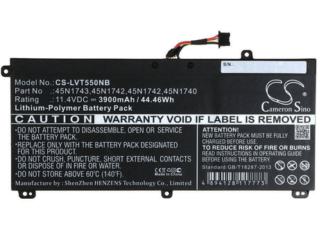Battery For Lenovo, Thinkpad T550, Thinkpad T550 15.5", Thinkpad T550 I7 11.4v, 3900mah - 44.46wh Notebook, Laptop Cameron Sino Technology Limited   