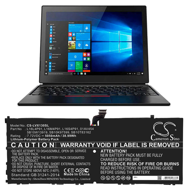 7.72V, Li-Polymer, 5050mAh, Tablet battery fits Lenovo, 01av454, Thinkpad X1 3rd, 38.99Wh Tablet Cameron Sino Technology Limited