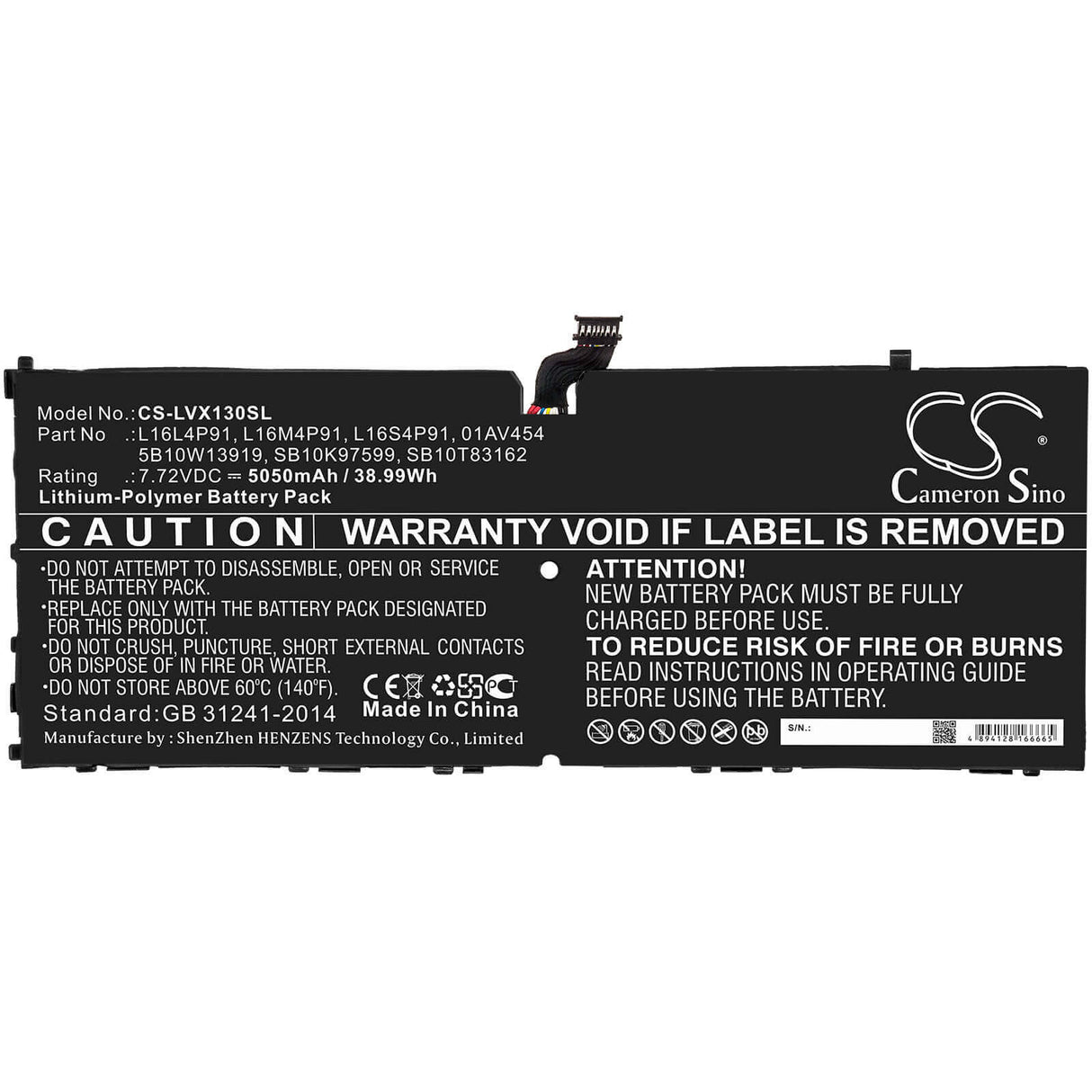 7.72V, Li-Polymer, 5050mAh, Tablet battery fits Lenovo, 01av454, Thinkpad X1 3rd, 38.99Wh Tablet Cameron Sino Technology Limited