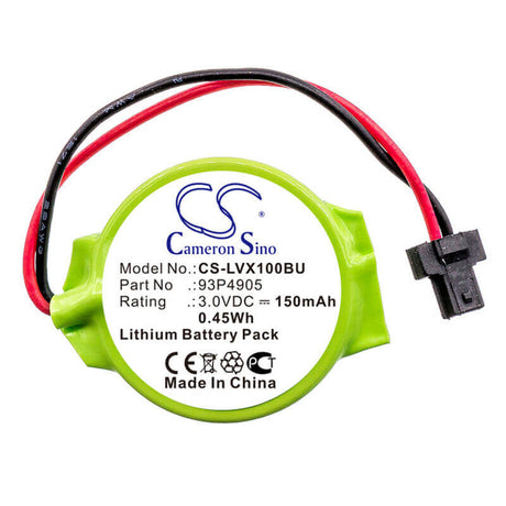 3.0V, Lithium, 150mAh, CMOS / BackUp battery fits Lenovo, 93p4905, Thinkpad X100E, ThinkPad X100e 2876, 0.45Wh CMOS / BackUp Cameron Sino Technology Limited