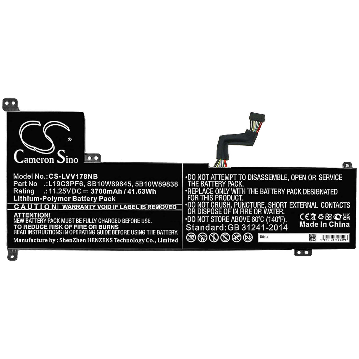 Battery For Lenovo, V17-iil (82gx) 11.25v, 3700mah - 41.63wh Notebook, Laptop Cameron Sino Technology Limited   