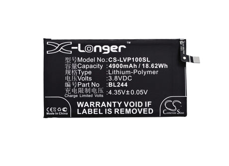 3.8V, Li-Polymer, 4900mAh, SmartPhone battery fits Lenovo, Bl244, P1 Turbo, P1c58, 18.62Wh Mobile, SmartPhone Cameron Sino Technology Limited (Smartphone)