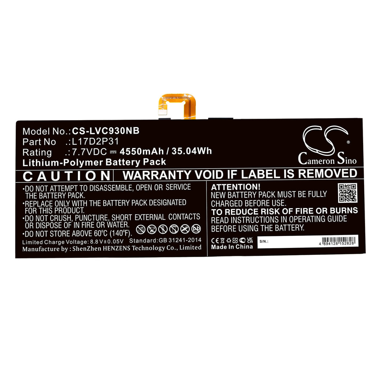Battery For Lenovo, Yb-j912f, Yb-j912l, Yoga Book C930 7.7v, 4550mah - 35.04wh Notebook, Laptop Cameron Sino Technology Limited   
