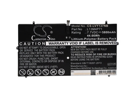 Battery For Lenovo Yoga 3 Pro, Yoga 3 Pro 1370, Yoga 3 Pro 1370 13.3" 7.7v, 5800mah - 44.66wh Notebook, Laptop Cameron Sino Technology Limited   