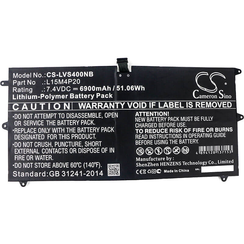 Battery For Lenovo, Yoga 4s, Yoga 900s 12isk, Yoga 900s-12isk 7.4v, 6900mah - 51.06wh Notebook, Laptop Cameron Sino Technology Limited   