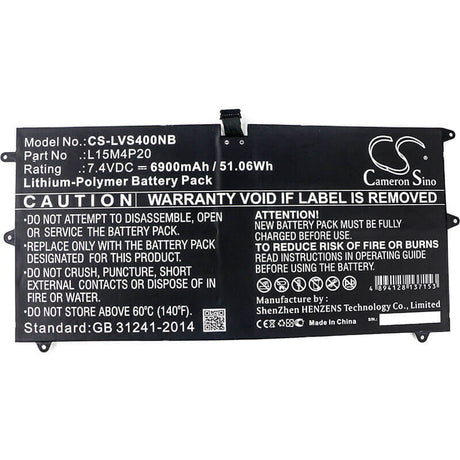 Battery For Lenovo, Yoga 4s, Yoga 900s 12isk, Yoga 900s-12isk 7.4v, 6900mah - 51.06wh Notebook, Laptop Cameron Sino Technology Limited   