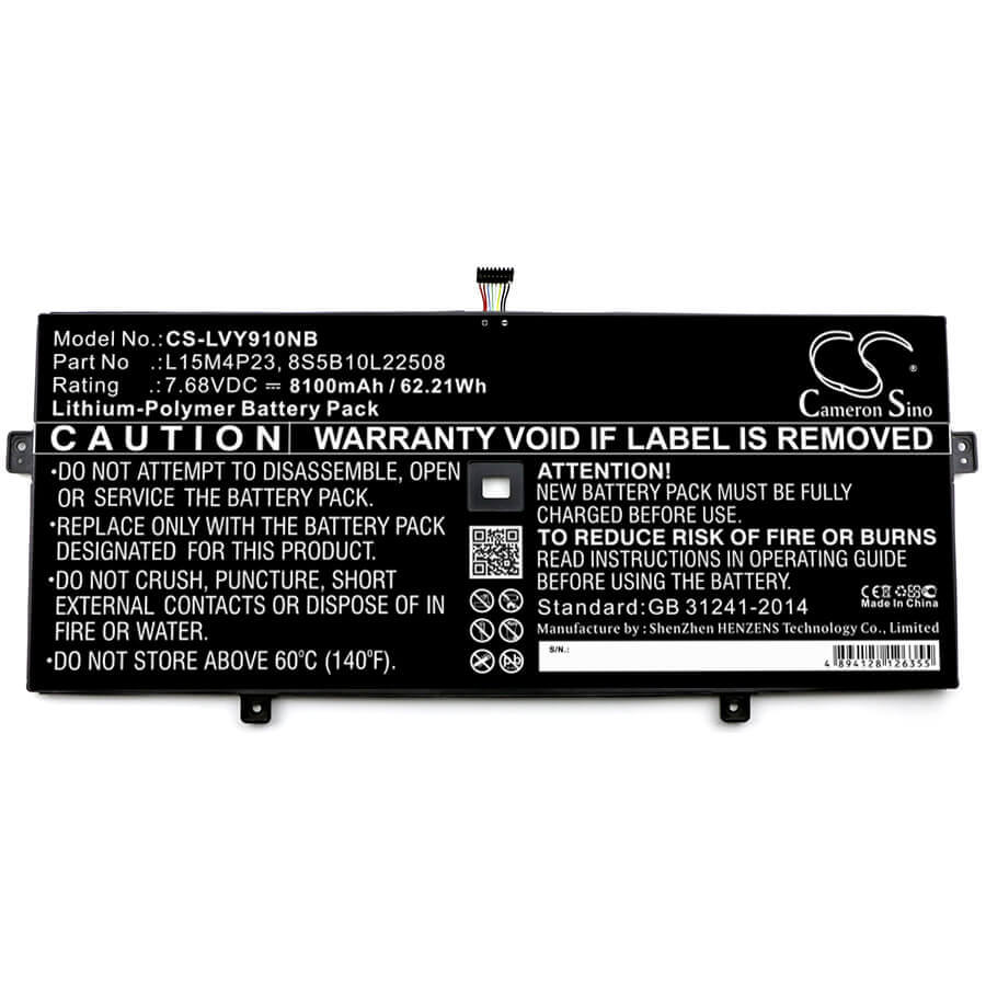 Battery For Lenovo, Yoga 5 Pro, Yoga 5 Pro(512g), Yoga 910 7.68v, 8100mah - 62.21wh Notebook, Laptop Cameron Sino Technology Limited   