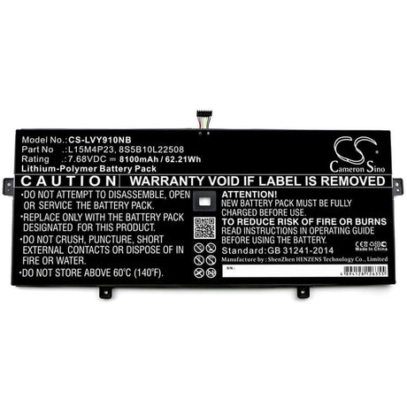 Battery For Lenovo, Yoga 5 Pro, Yoga 5 Pro(512g), Yoga 910 7.68v, 8100mah - 62.21wh Notebook, Laptop Cameron Sino Technology Limited   