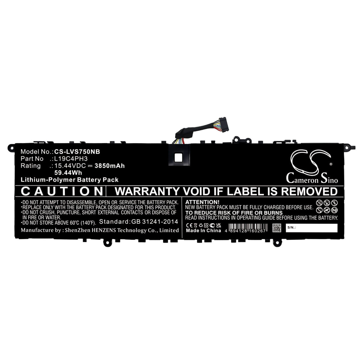 Notebook battery For Lenovo, Yoga S750-14 Pro 15.44v, 3850mah - 59.44wh Notebook, Laptop Cameron Sino Technology Limited