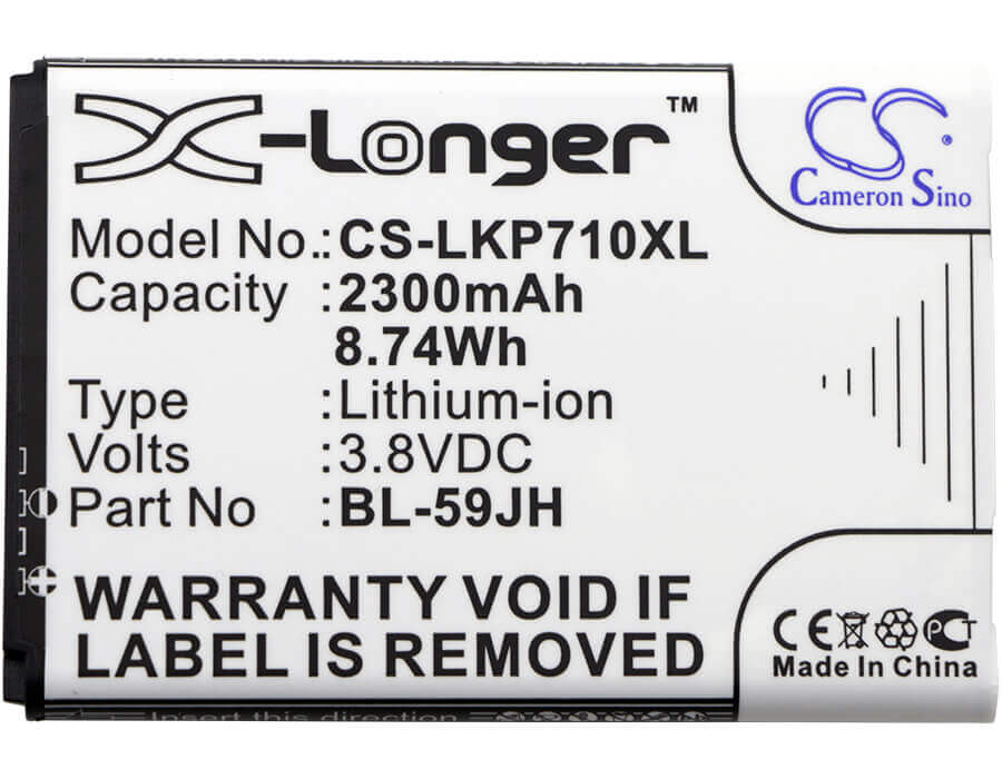 3.8V, Li-ion, 2300mAh, SmartPhone battery fits Lg, Verizon, Bl-59jh, As870, D500, 8.74Wh Mobile, SmartPhone Cameron Sino Technology Limited (Smartphone)