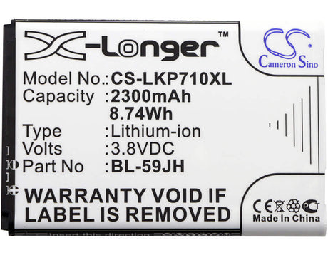 3.8V, Li-ion, 2300mAh, SmartPhone battery fits Lg, Verizon, Bl-59jh, As870, D500, 8.74Wh Mobile, SmartPhone Cameron Sino Technology Limited (Smartphone)