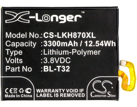 3.8V, Li-Polymer, 3300mAh, SmartPhone battery fits Lg, Bl-t32, As993, G6, 12.54Wh Mobile, SmartPhone Cameron Sino Technology Limited (Smartphone)