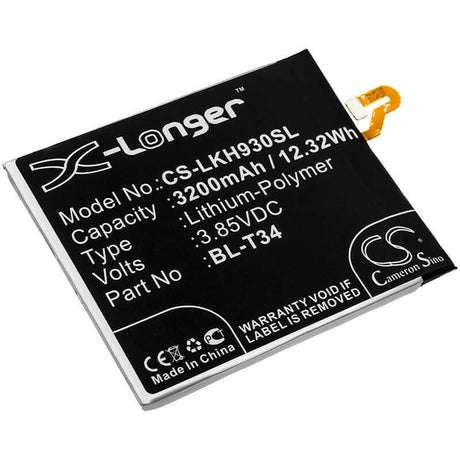 3.85V, Li-Polymer, 3200mAh, SmartPhone battery fits Lg, Bl-t34, As998, H930, 12.32Wh Mobile, SmartPhone Cameron Sino Technology Limited (Smartphone)
