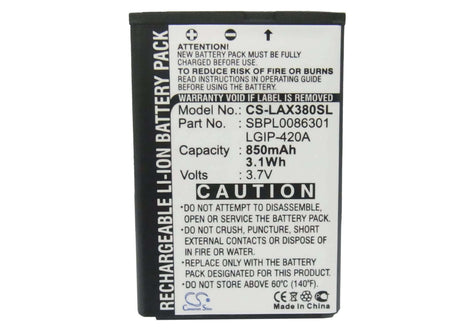 3.7V, Li-ion, 850mAh, SmartPhone battery fits Lg, Lgip-420a, Ax271, Ax275, 3.15Wh Mobile, SmartPhone Cameron Sino Technology Limited (Suspended)