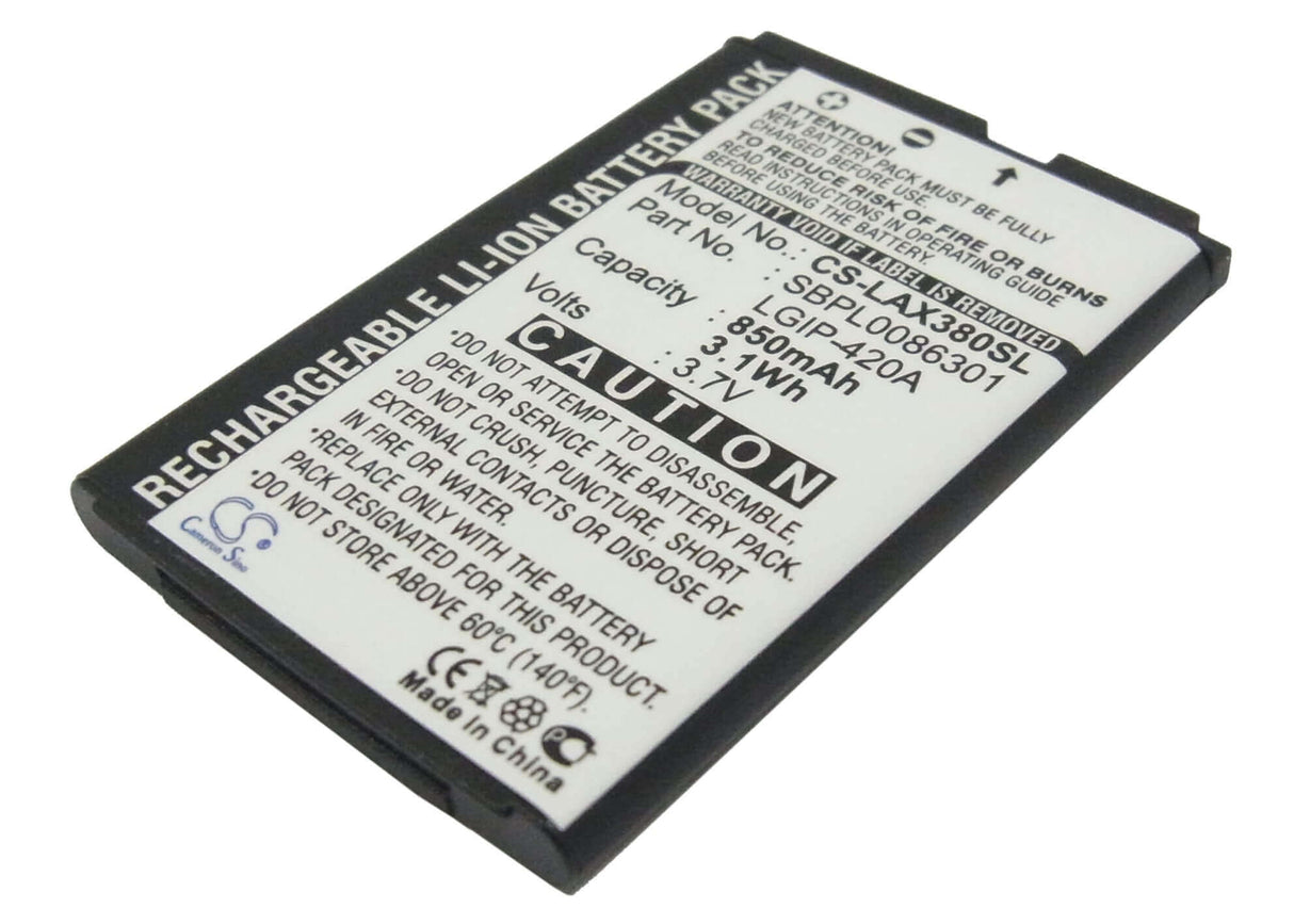 3.7V, Li-ion, 850mAh, SmartPhone battery fits Lg, Lgip-420a, Ax271, Ax275, 3.15Wh Mobile, SmartPhone Cameron Sino Technology Limited (Suspended)