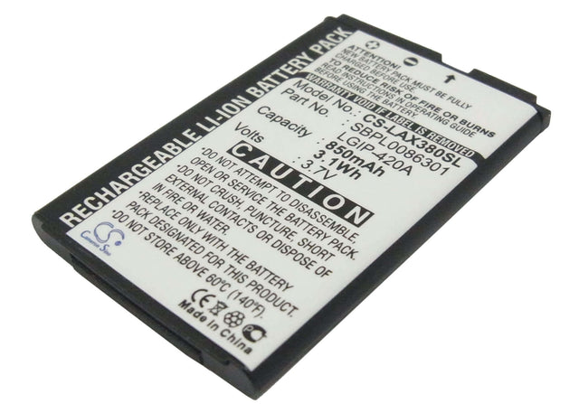 3.7V, Li-ion, 850mAh, SmartPhone battery fits Lg, Lgip-420a, Ax271, Ax275, 3.15Wh Mobile, SmartPhone Cameron Sino Technology Limited (Suspended)