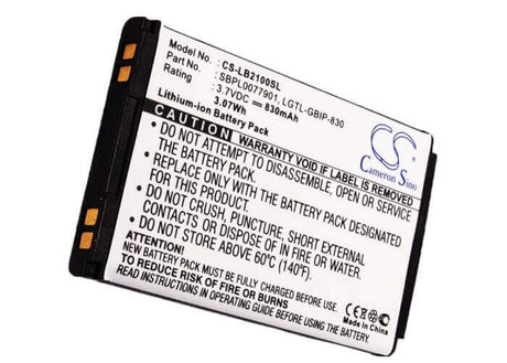 3.7V, Li-ion, 830mAh, SmartPhone battery fits Lg, Lgtl-gbip-830, B2000, B2050, 3.07Wh Mobile, SmartPhone Cameron Sino Technology Limited (Suspended)