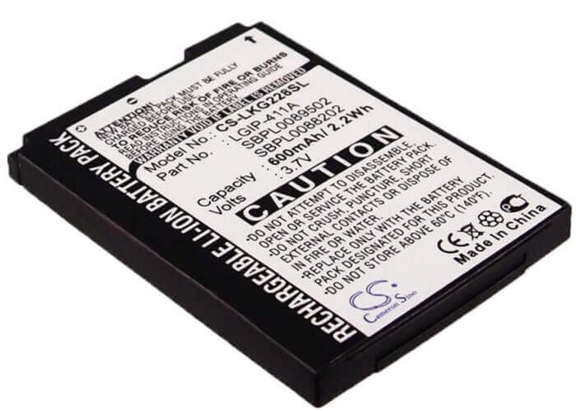 3.7V, Li-ion, 600mAh, SmartPhone battery fits Lg, Lgip-411a, Cg180, Cg810, 2.22Wh Mobile, SmartPhone Cameron Sino Technology Limited (Smartphone)