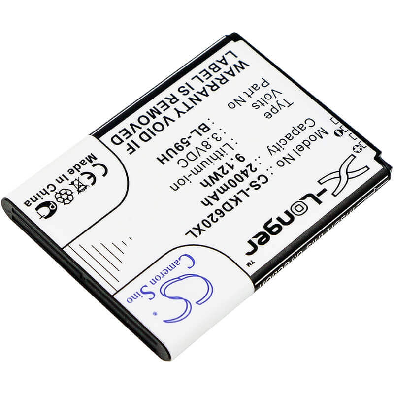 3.8V, Li-ion, 2400mAh, SmartPhone battery fits Lg, Bl-59uh, D315, D320, 9.12Wh Mobile, SmartPhone Cameron Sino Technology Limited (Smartphone)