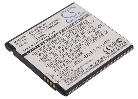 3.7V, Li-ion, 1500mAh, SmartPhone battery fits Lg, Bl-49ph, F120, F120k, 5.55Wh Mobile, SmartPhone Cameron Sino Technology Limited (Suspended)
