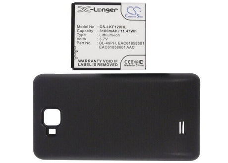 3.7V, Li-ion, 3100mAh, SmartPhone battery fits Lg, Bl-49ph, F120, F120k, 11.47Wh Mobile, SmartPhone Cameron Sino Technology Limited (Smartphone)