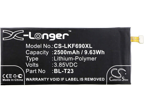 3.85V, Li-Polymer, 2500mAh, SmartPhone battery fits Lg, Bl-t23, F690l, F690s, 9.63Wh Mobile, SmartPhone Cameron Sino Technology Limited (Smartphone)