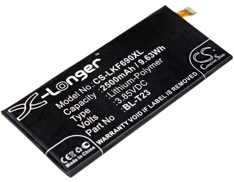 3.85V, Li-Polymer, 2500mAh, SmartPhone battery fits Lg, Bl-t23, F690l, F690s, 9.63Wh Mobile, SmartPhone Cameron Sino Technology Limited (Smartphone)