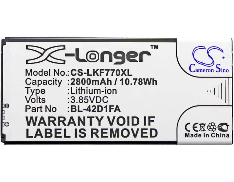 3.85V, Li-ion, 2800mAh, SmartPhone battery fits Lg, Bl-42d1fa, F770s, G5 Mini, 10.78Wh Mobile, SmartPhone Cameron Sino Technology Limited (Smartphone)