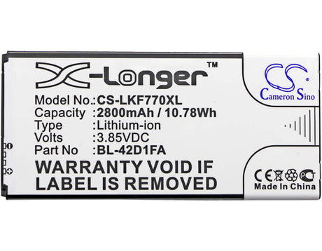 3.85V, Li-ion, 2800mAh, SmartPhone battery fits Lg, Bl-42d1fa, F770s, G5 Mini, 10.78Wh Mobile, SmartPhone Cameron Sino Technology Limited (Smartphone)