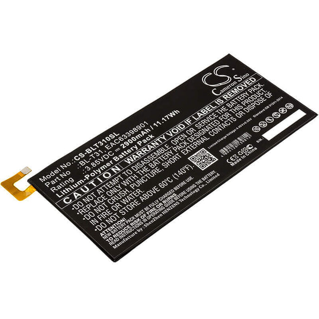 3.85V, Li-Polymer, 2900mAh, Tablet battery fits Lg, Bl-t31, G Pad F2 8.0, G Pad F2 8.0 Lte, 11.17Wh Tablet Cameron Sino Technology Limited